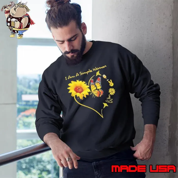 I am a simple woman sunflower butterfly coffee cna s Sweatshirt