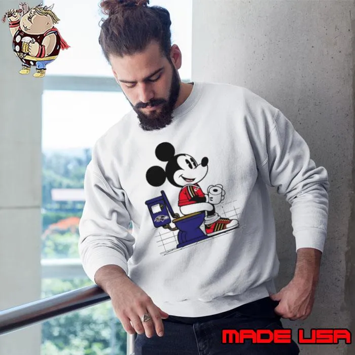 Kansas City Chiefs Mickey Mouse sitting on Baltimore Ravens Toilet s Sweatshirt