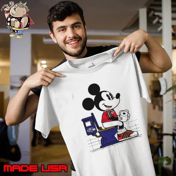 Kansas City Chiefs Mickey Mouse sitting on Baltimore Ravens Toilet s Unisex