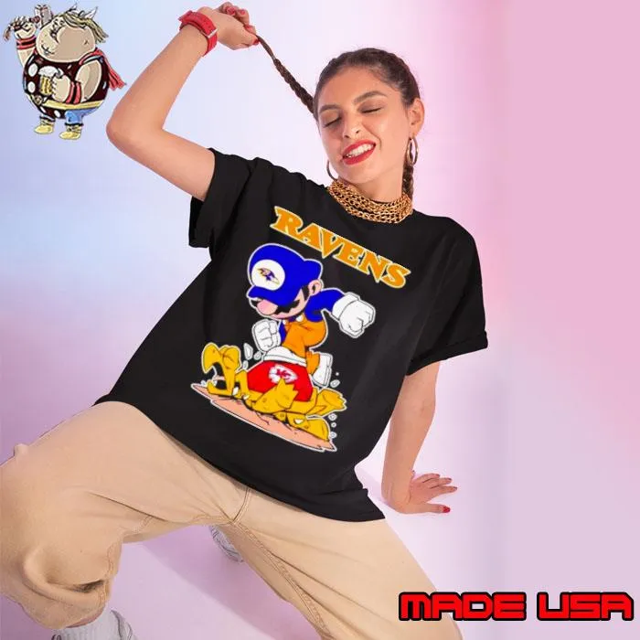 Mario ravens stomps on Kansas city Chiefs shirts Ladies tee