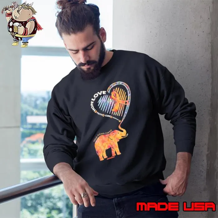 Multiple Sclerosis Love Hope Faith Cure Elephant Watercolor s Sweatshirt