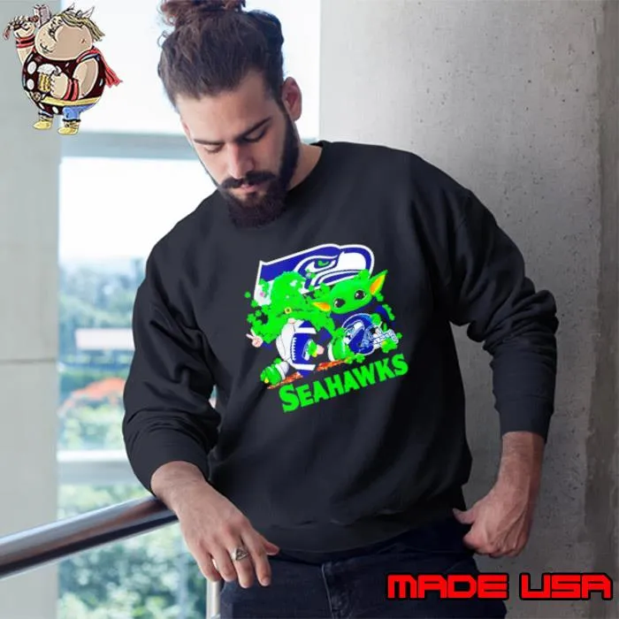 Seattle Seahawks Baby Yoda Happy St.Patrick’s Day Shamrock s Sweatshirt