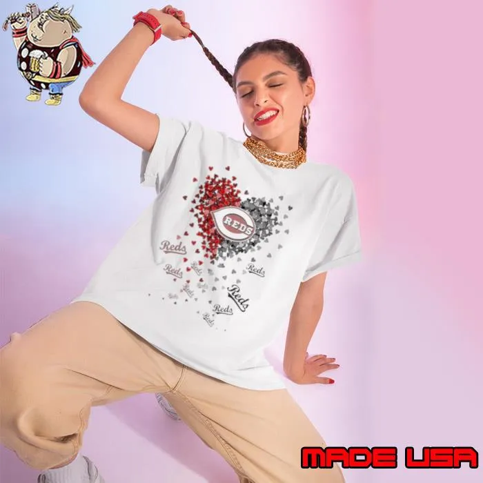 Unique Cincinnati Reds Tiny Heart Shape 2024 Shirt Ladies tee