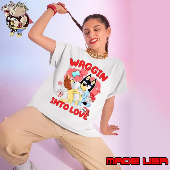 Waggin Into Love Bingo Bluey Cartoon shirt