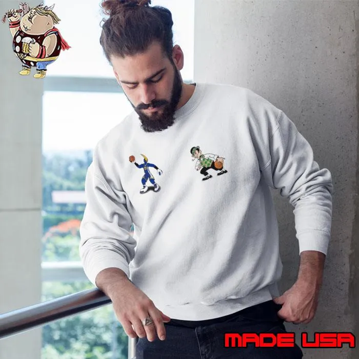 Golden State Warriors VS Boston Celtics NBA 2024 mascot cartoon basketball s Sweatshirt
