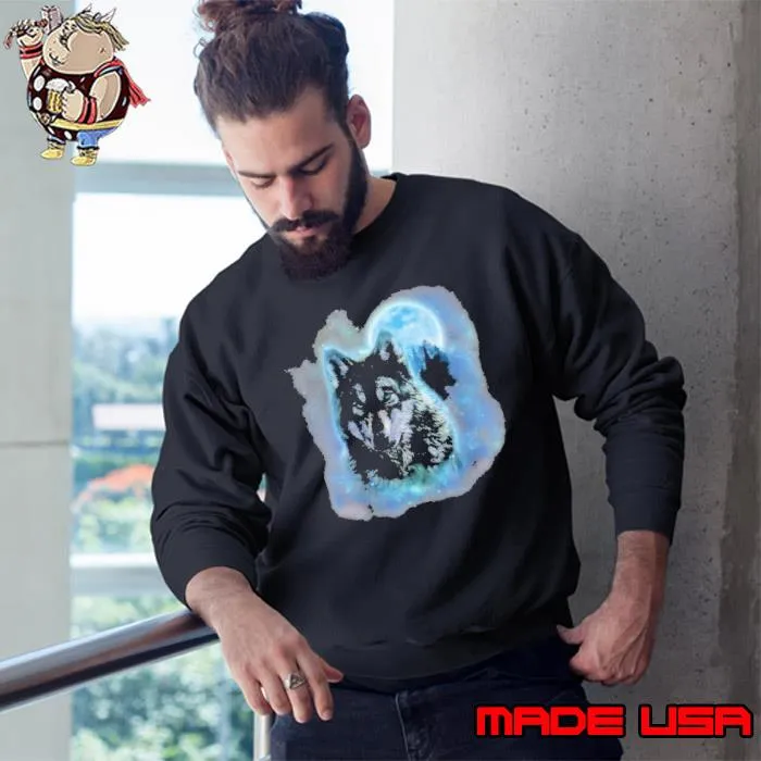Grey Wolf Hunting Ground Icy Moon Forest Galaxy Shirt Sweatshirt