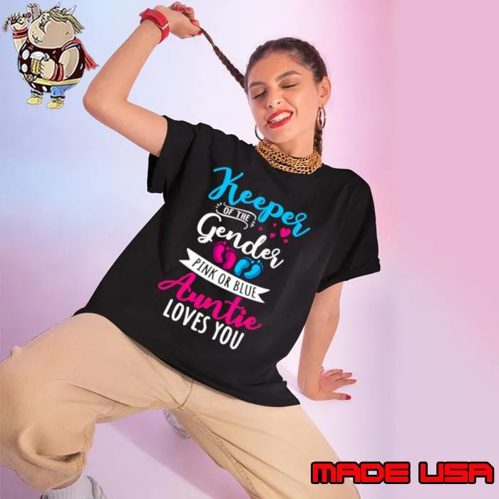 Keeper Of The Gender Auntie Loves You Aunt Baby Announcement T-Shirt