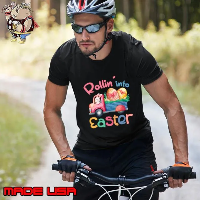 Original rollin' Into Easter Day Egg Bunny T-Shirt Unisex