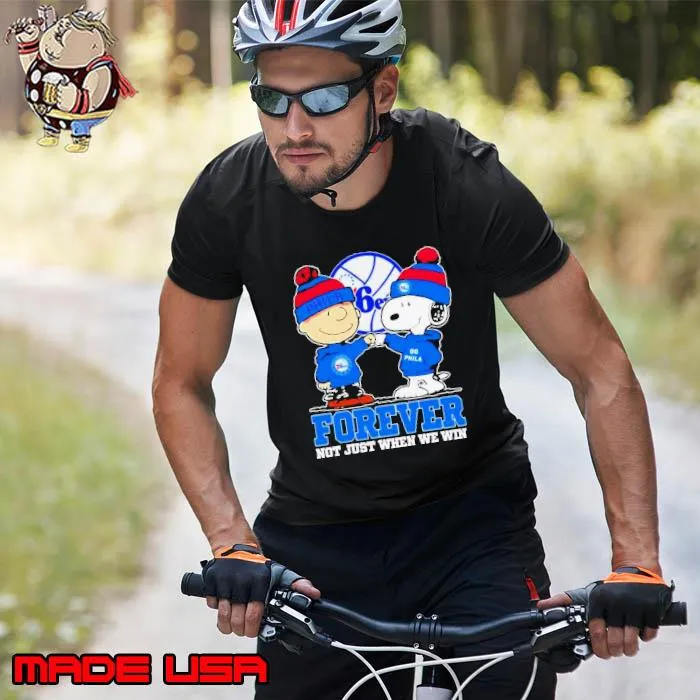 Philadelphia 76ers NBA Snoopy And Charlie Brown Forever Not Just When We Win 2024 Shirt Unisex