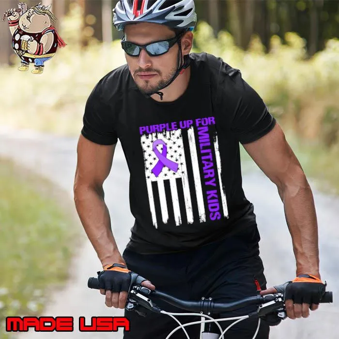 Purple up for Military Kids-Month of the Military Child American Flag T-Shirt Unisex