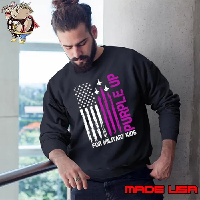 Purple Up Military Kids Military Child Us Flag Air Force T-Shirt Sweatshirt