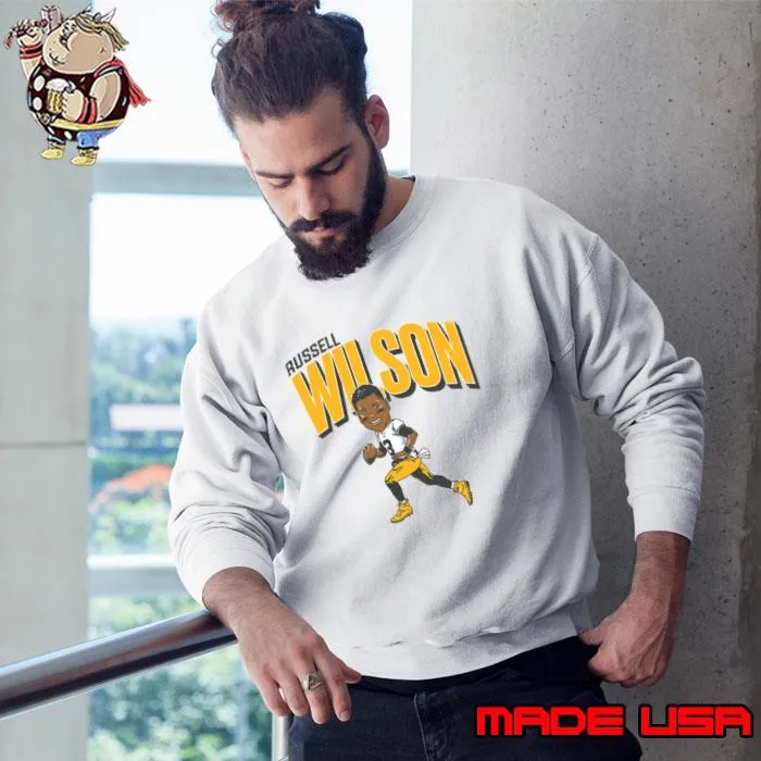 Russell Wilson American football quarterback for the Pittsburgh Steelers Caricature T-Shirt Sweatshirt