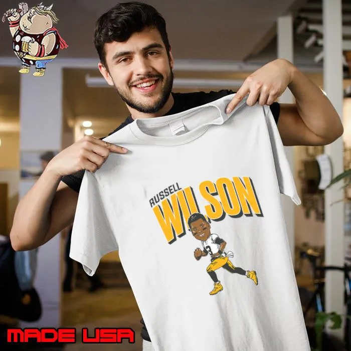 Russell Wilson American football quarterback for the Pittsburgh Steelers Caricature T-Shirt Unisex