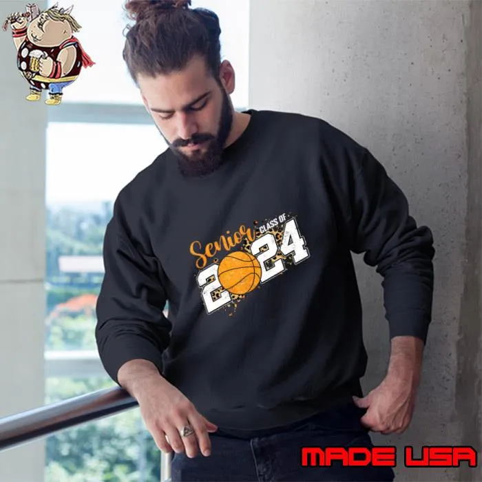 Senior Class Of 2024 Basketball Grad 24 Graduation Leopard T-Shirt Sweatshirt