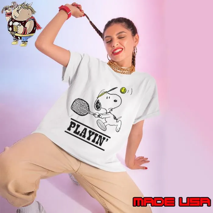 Snoopy playing tennis s Ladies tee