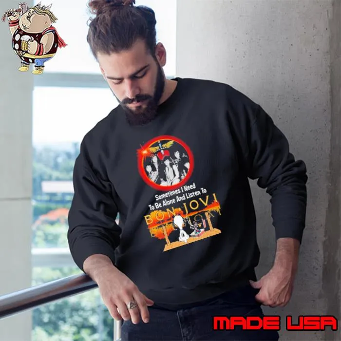 Snoopy Watching Sometimes I Need To Be Alone And Listen To Bon Jovi Shirt Sweatshirt
