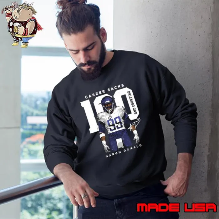 Aaron Donald American former football defensive tackle Los Angeles R 100 Sacks T-Shirt