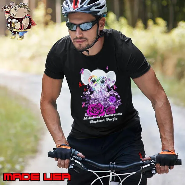 Alzheimers Warrior Unbreakable Elephant Purple Flower T-Shirt Unisex
