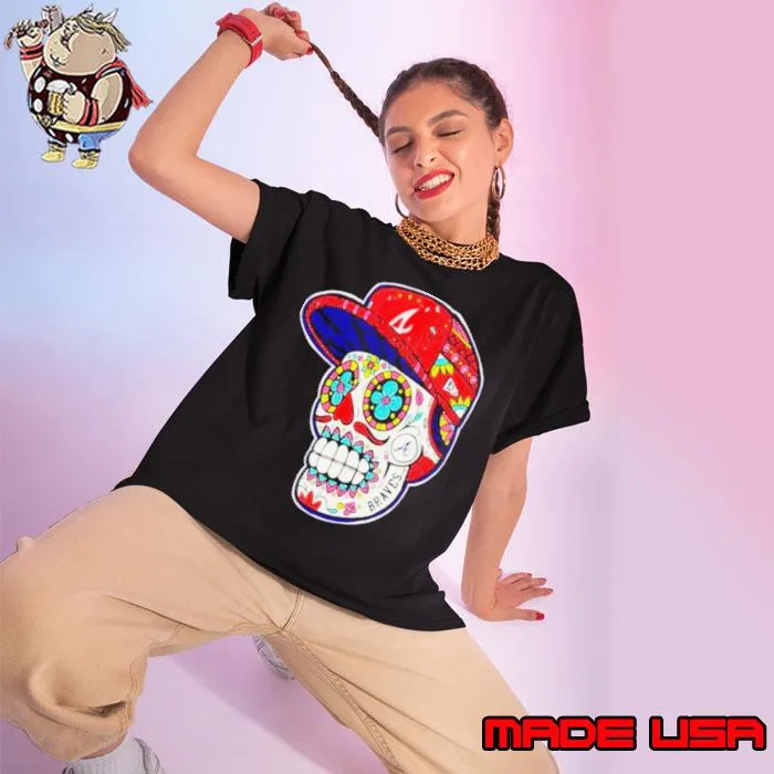 Atlanta Braves sugar skull s Ladies tee