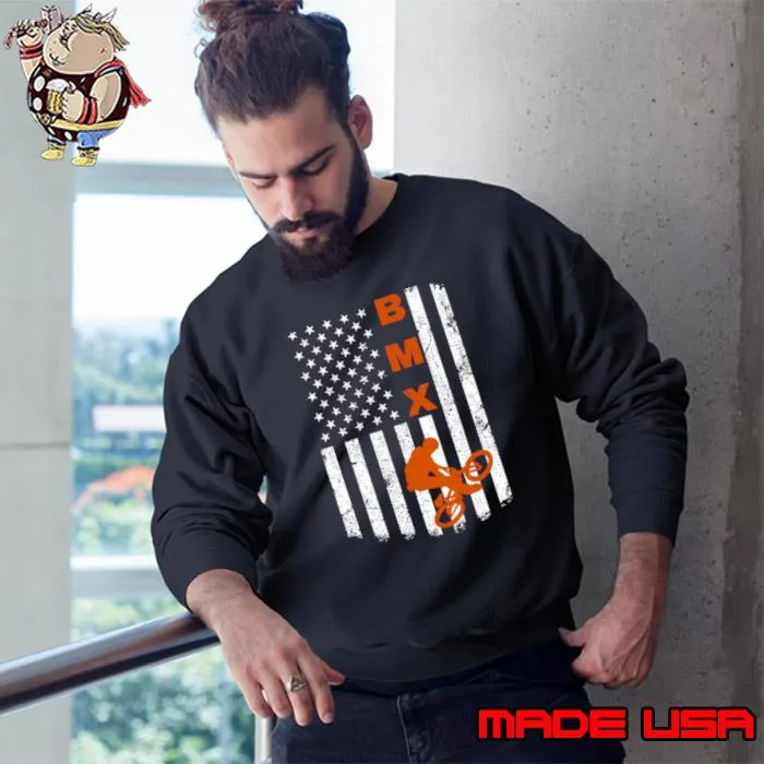 Bmx Bike Sport Usa American Flag For Motocross Biking Fan T-Shirt Sweatshirt