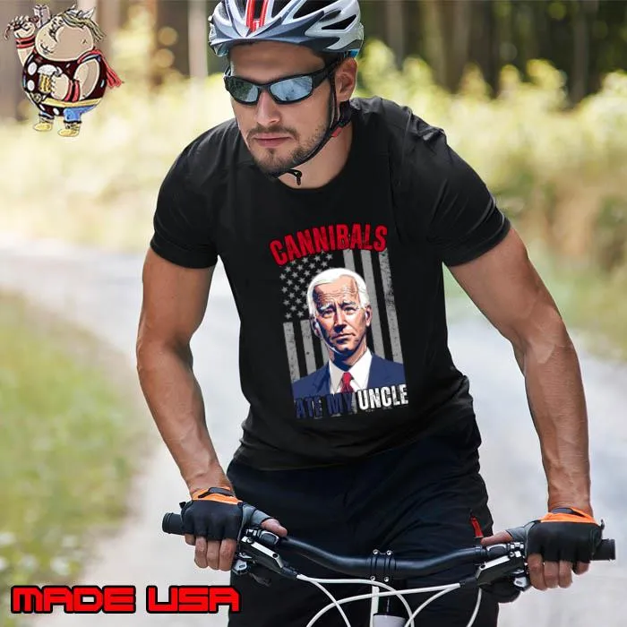 Cannibals Ate My Uncle Joe Biden American flag T-Shirt Unisex