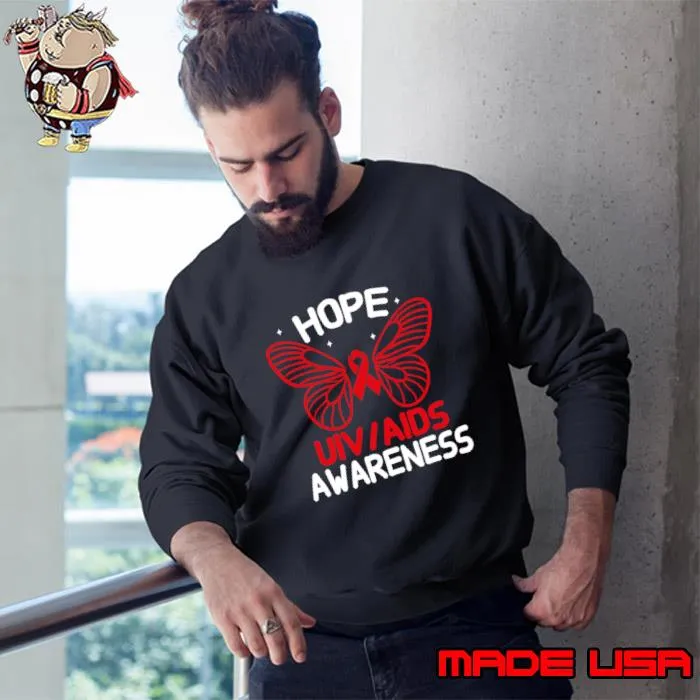 Everyday Is World Aids Day Hope HIV AIDS Awareness Red Butterfly T-Shirt
