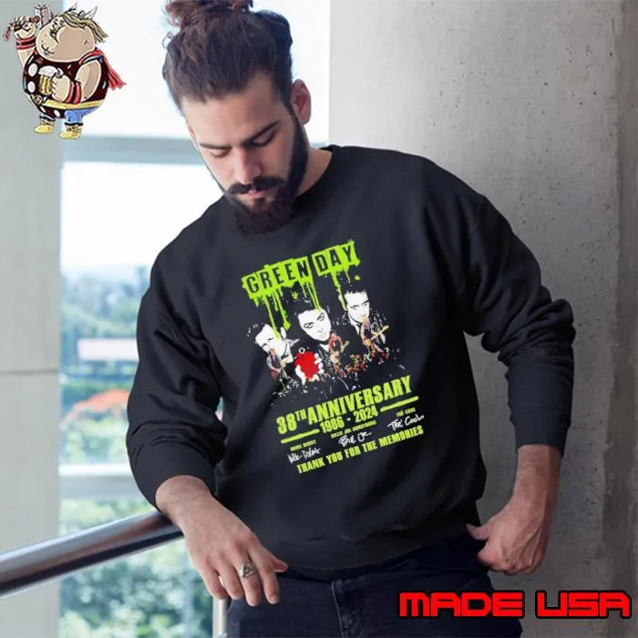 Green Day 38th Anniversary 1986-2024 Thank You For The Memories Signatures Shirt