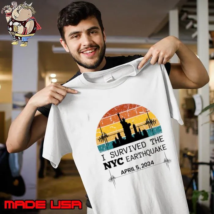 I Survived the NYC Earthquake April 5 2024 Memorabilia Statue of Liberty Retro T-Shirt Unisex