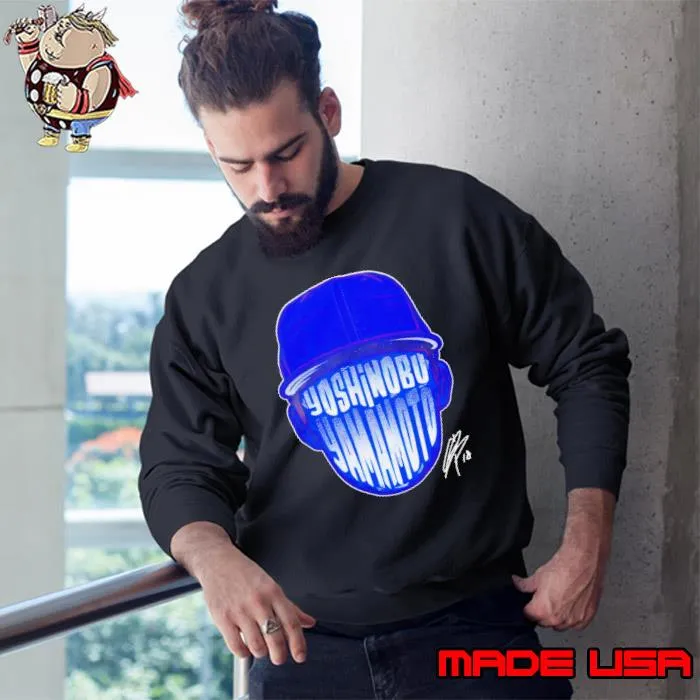 Los Angeles Dodgers Yoshinobu Yamamoto face silhouette signature s Sweatshirt
