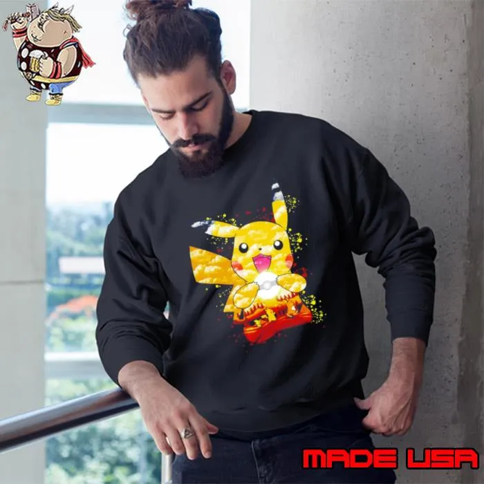 Pichu Pikachu and Raichu electric evolution painting shirt