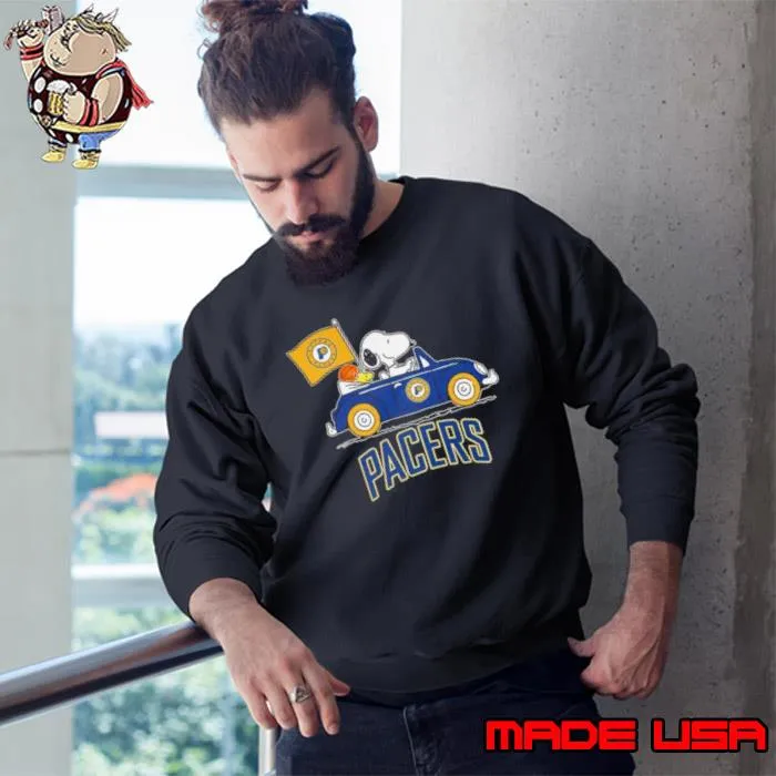 Snoopy And Woodstock Driving Car Indiana Pacers Shirt Sweatshirt