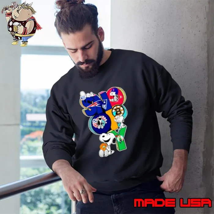 Snoopy Boston sports team logo shirt
