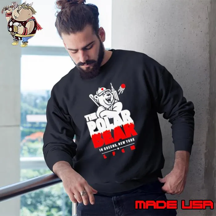 The polar bear in queens baseball s Sweatshirt