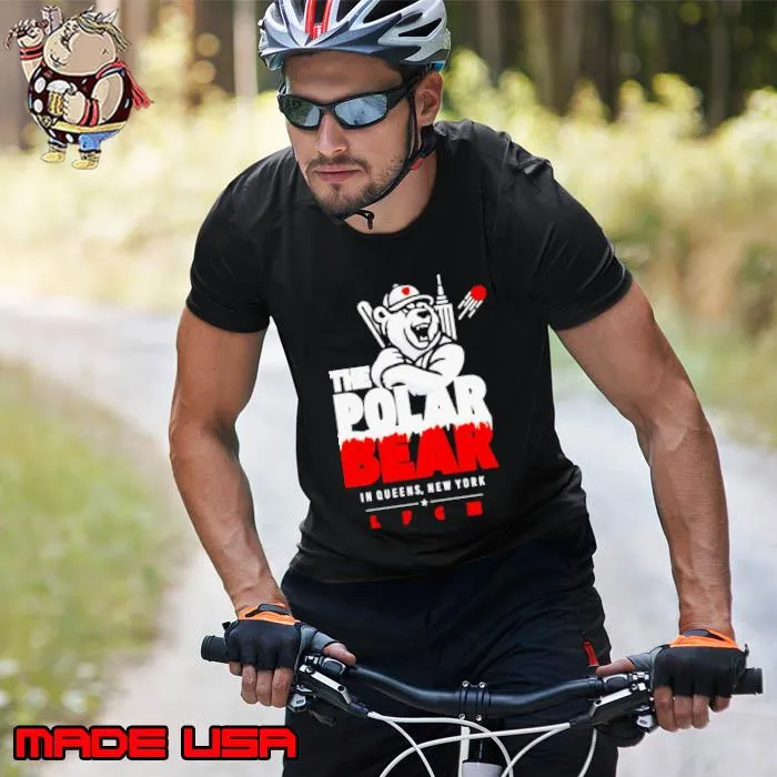 The polar bear in queens baseball shirt
