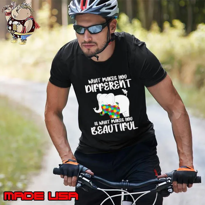 What makes you different is what makes you beautiful autism awareness elephant T-Shirt Unisex