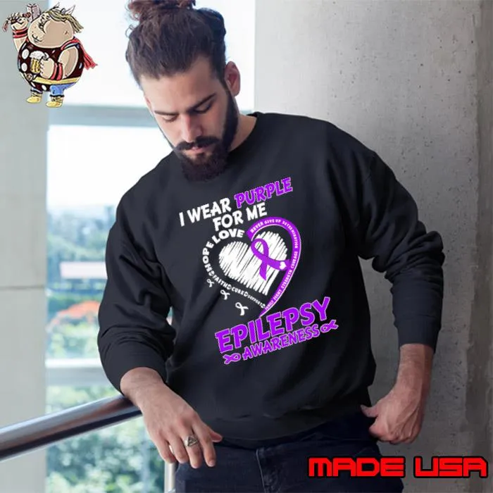I Wear Purple For Me Epilepsy Awareness Heart T-Shirt