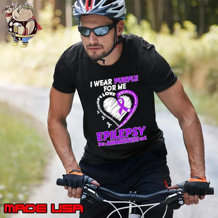 I Wear Purple For Me Epilepsy Awareness Heart T-Shirt Unisex