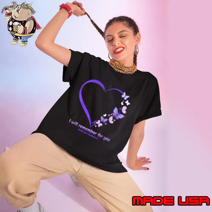 I Will Remember For You Butterfly Alzheimer's Awareness T-Shirt