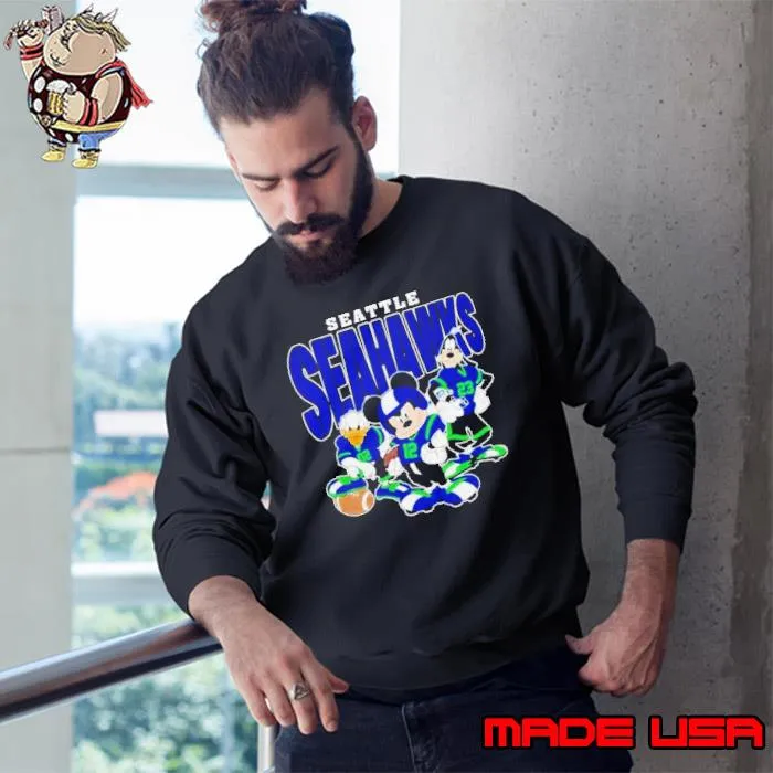 Seattle Seahawks Mickey Donald Duck And Goofy Football Team 2024 Shirt Sweatshirt