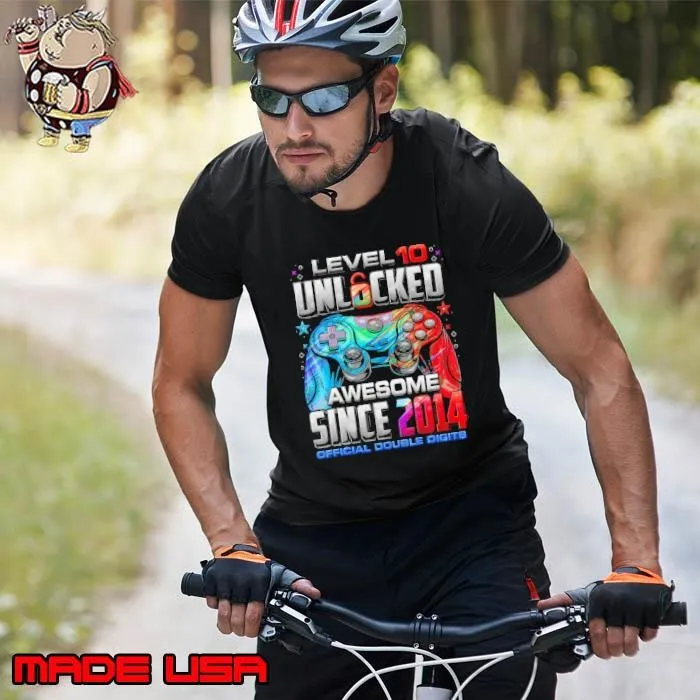 Level 10 Unlocked Awesome Since 2014 10Th Birthday Gaming Unisex