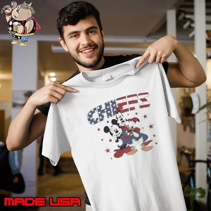 NFL Kansas City Chiefs Mickey America Flag Happy Independence Day 4th Of July Unisex