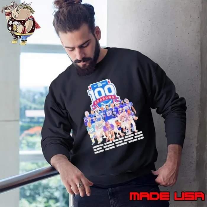 New York Giants 100 Seasons Est 1925 Signatures Sweatshirt