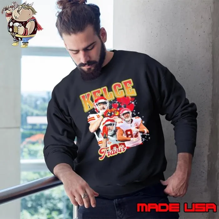 Official Travis Kelce an American football tight end Kansas City Chiefs Sign Heart Sweatshirt