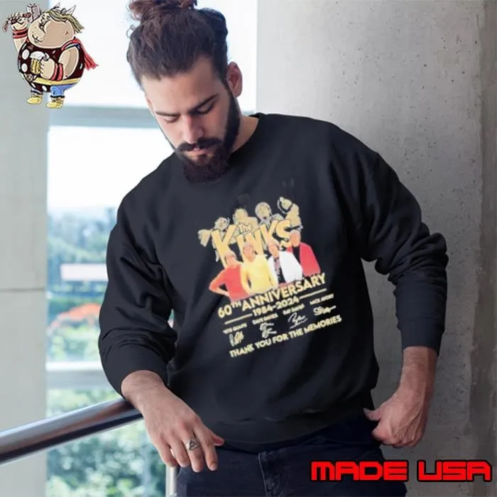 The Kinks Band 60th Anniversary 1984 2024 Thank You For The Memories Signatures Sweatshirt