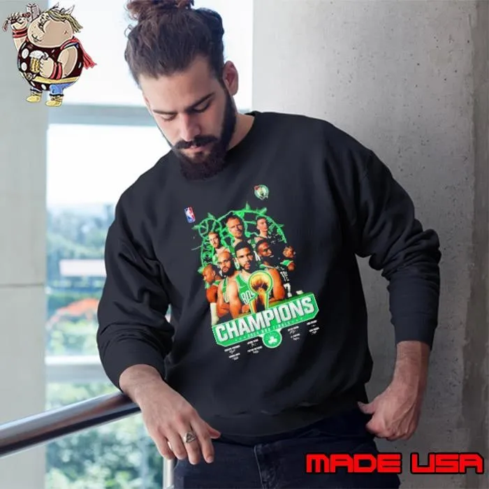 Boston Celtics Basketball Team 2024 Nba Finals Champions Fan Celebrating Signatures shirt