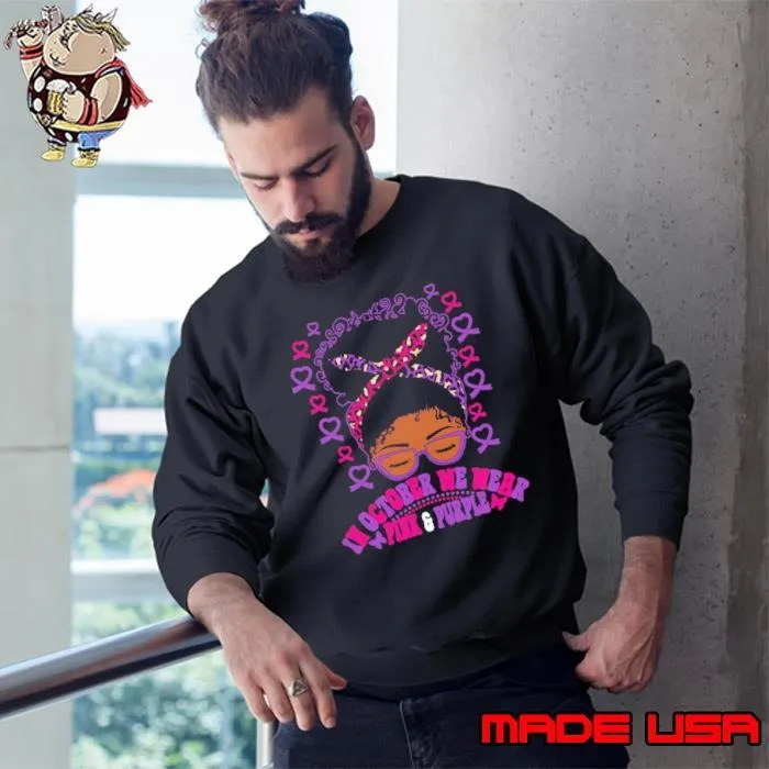 Domestic Violence Awareness October We Wear Purple and Pink Sweatshirt