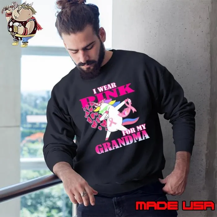For My Grandma Breast Cancer Awareness Unicorn Dabbing Sweatshirt