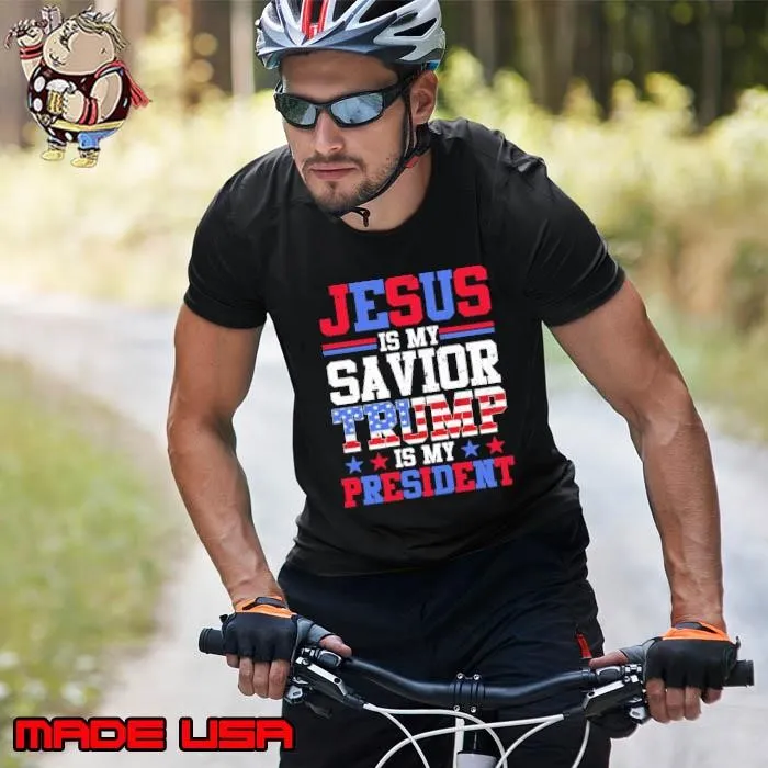 Funny Jesus is My Savior Trump is My President American Flag 2024 Unisex
