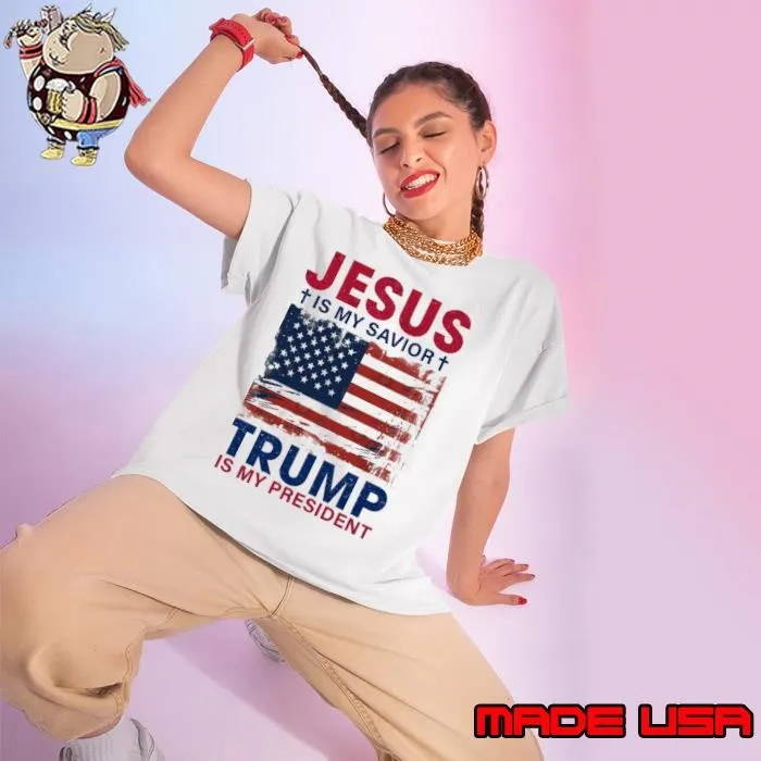 Jesus Is My Savior Trump is My President American Flag T-Shirt