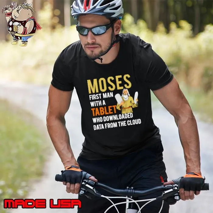 Jewish Passover Moses First man With A Tablet Data Cloud Computing T-Shirt